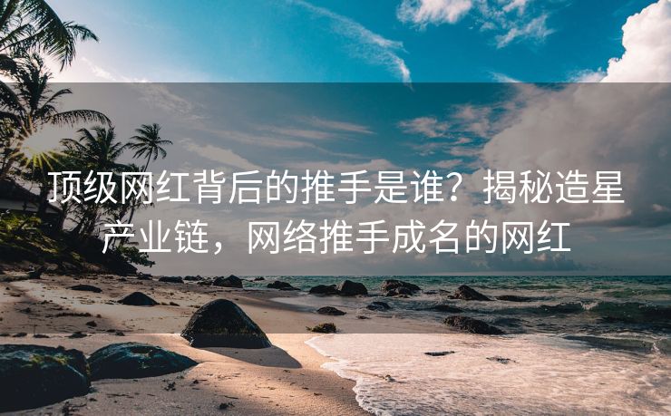 顶级网红背后的推手是谁？揭秘造星产业链，网络推手成名的网红