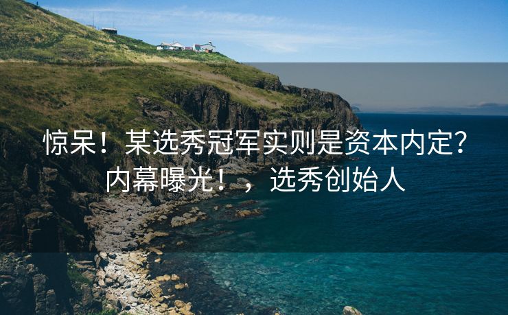 惊呆！某选秀冠军实则是资本内定？内幕曝光！，选秀创始人